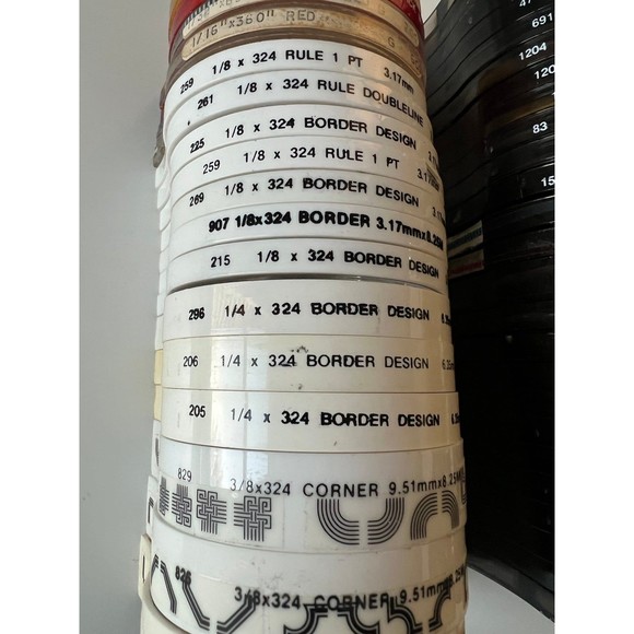 46 Letraline Letraset Architectural Graphic Art Tape +Cases Bundle/Lot MSRP$350+ - Picture 3 of 8